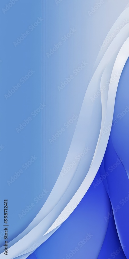 Fototapete a gradient background transitioning from a deep blue at the top to a lighter shade at the bottom, with a white wave-like pattern on the right side