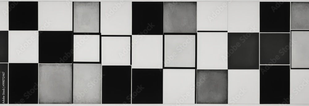 Aufkleber a black and white photograph grid of square tiles, each with a different color