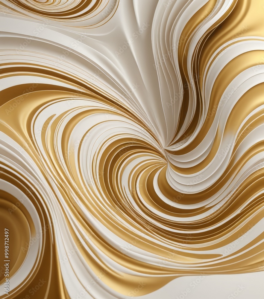 Leinwandbilder a swirling pattern of gold and white lines, creating a dynamic and visually striking abstract design