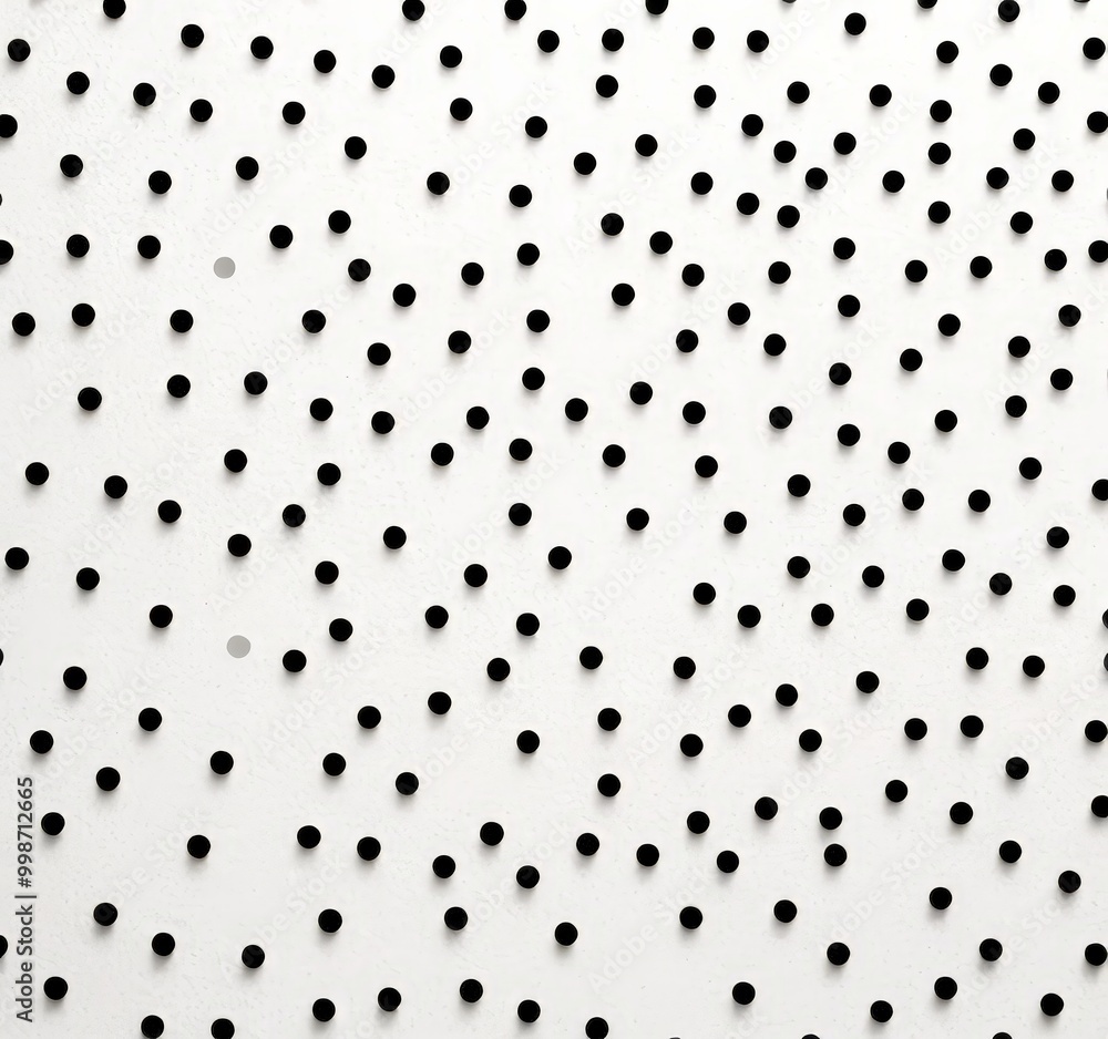 Poster a close-up view white background with numerous black dots scattered across it, creating a visually s