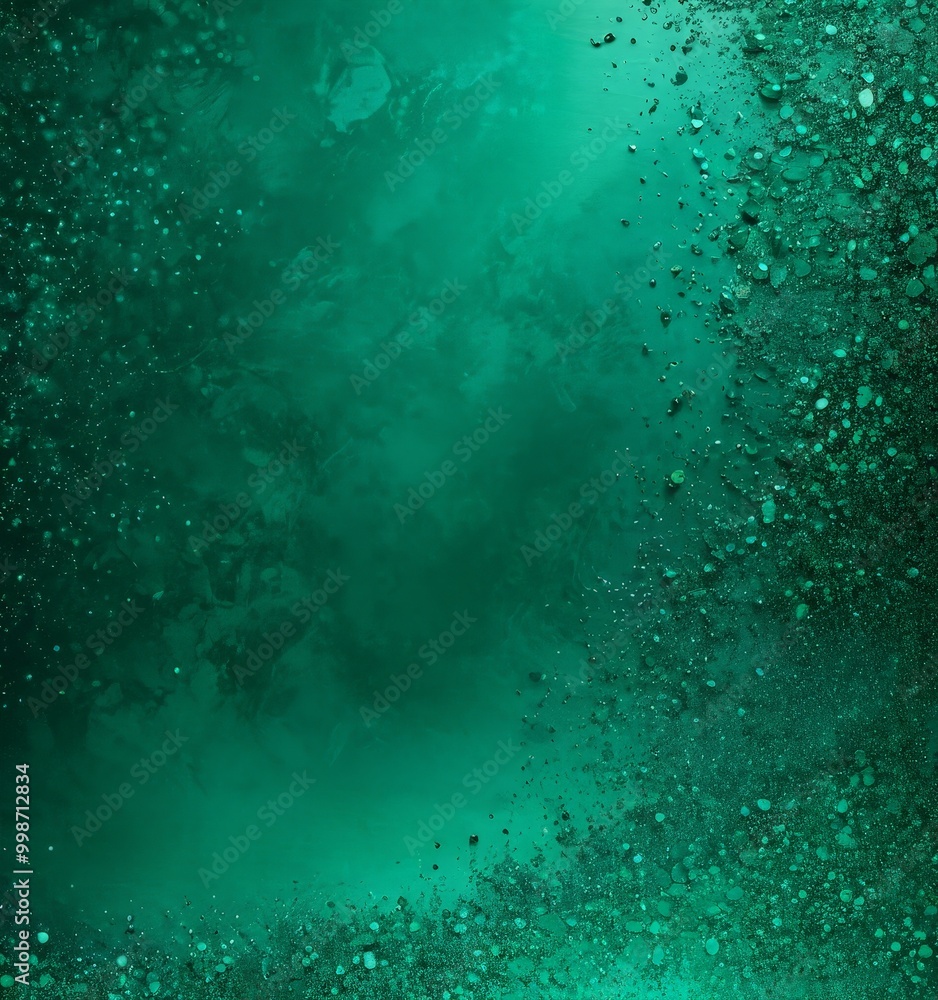 Poster a textured, greenish-blue background with small, irregularly shaped particles scattered throughout, creating a sense of depth and movement