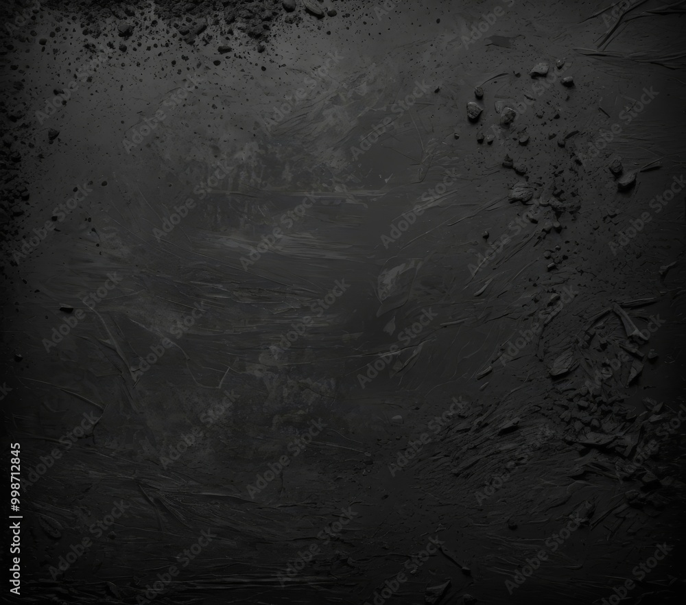 Poster a dark, textured surface with a rough, uneven appearance the background is a solid black color, and 