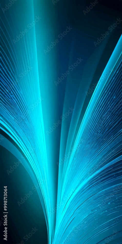 Aufkleber a striking abstract composition of blue and green lines and curves, creating a sense of movement and dynamism