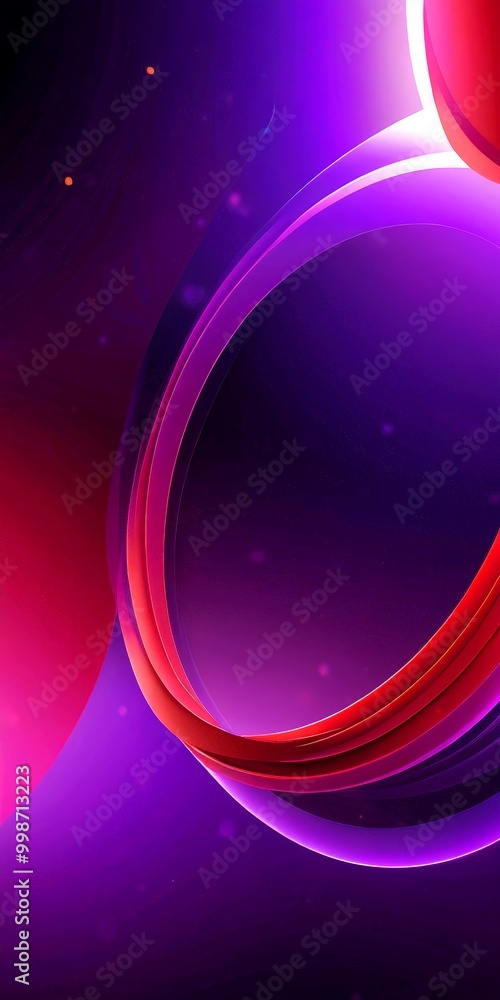 Aufkleber a vibrant abstract composition with a gradient of purple and red hues, accented by small orange dots scattered throughout The central focus is a large, curved shape