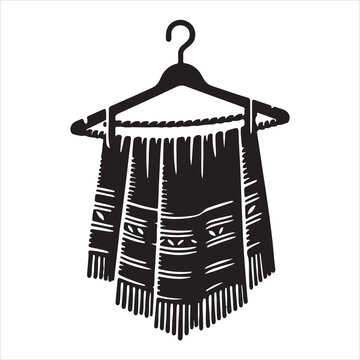 recommend clip art: Hanging towel silhouette on white background
                    