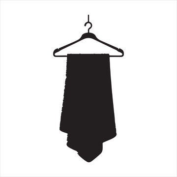recommend clip art: Hanging towel silhouette on white background
                    
