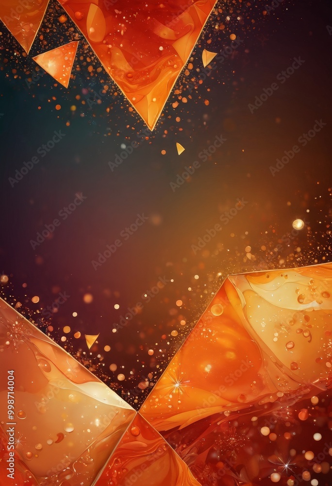 Poster a vibrant abstract composition with a gradient of orange and red hues, accented by scattered white a