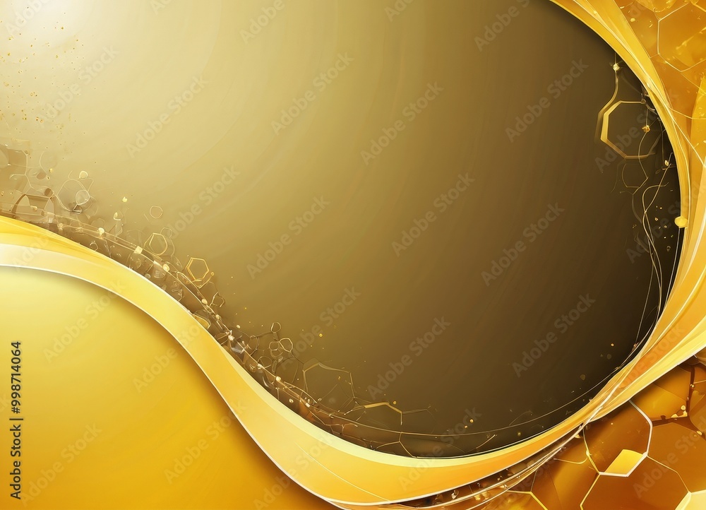 Fototapete a golden, abstract background with a wave-like pattern and hexagonal shapes, creating a visually striking and dynamic composition