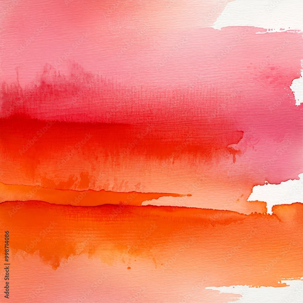 Aufkleber an abstract watercolor painting featuring a gradient of warm hues, transitioning from a deep red at the top to a soft pink at the bottom The brushstrokes are