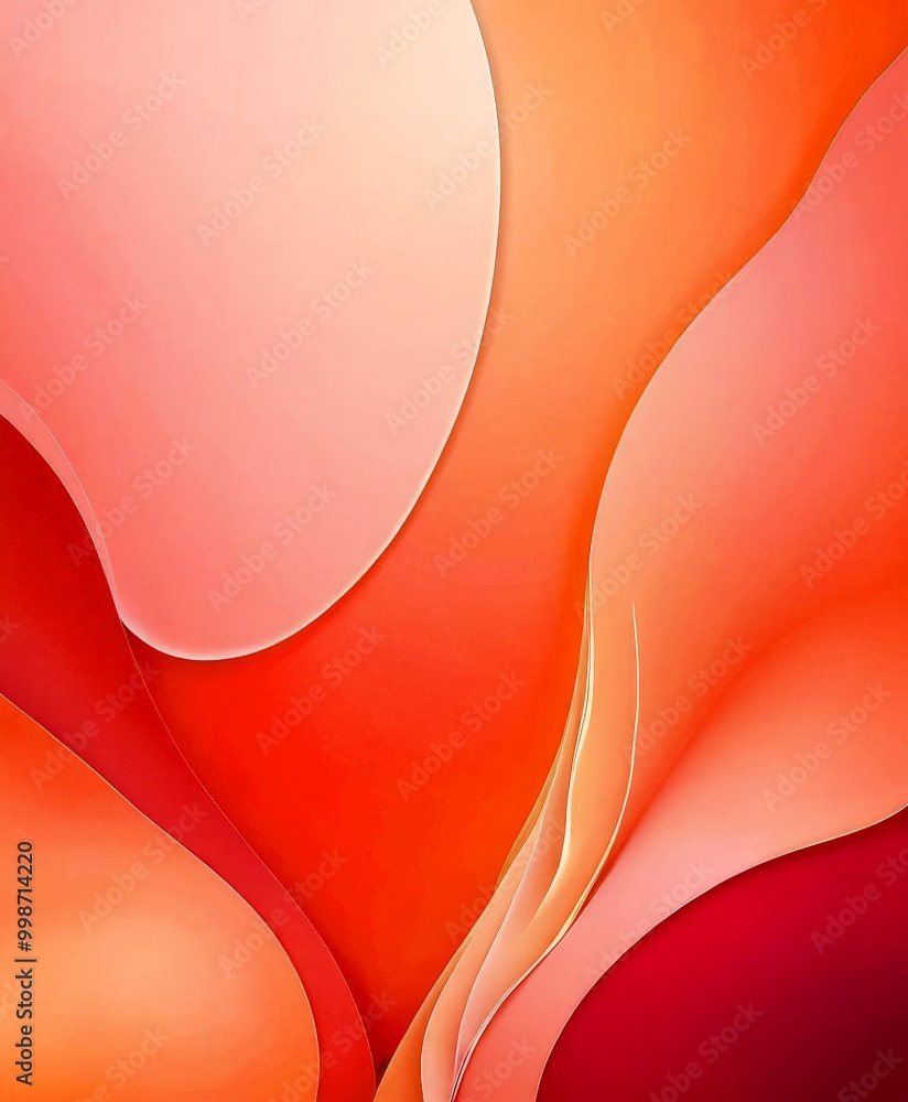 Aufkleber a vibrant abstract composition of overlapping, curved shapes in shades of orange and pink, creating a dynamic and visually striking pattern