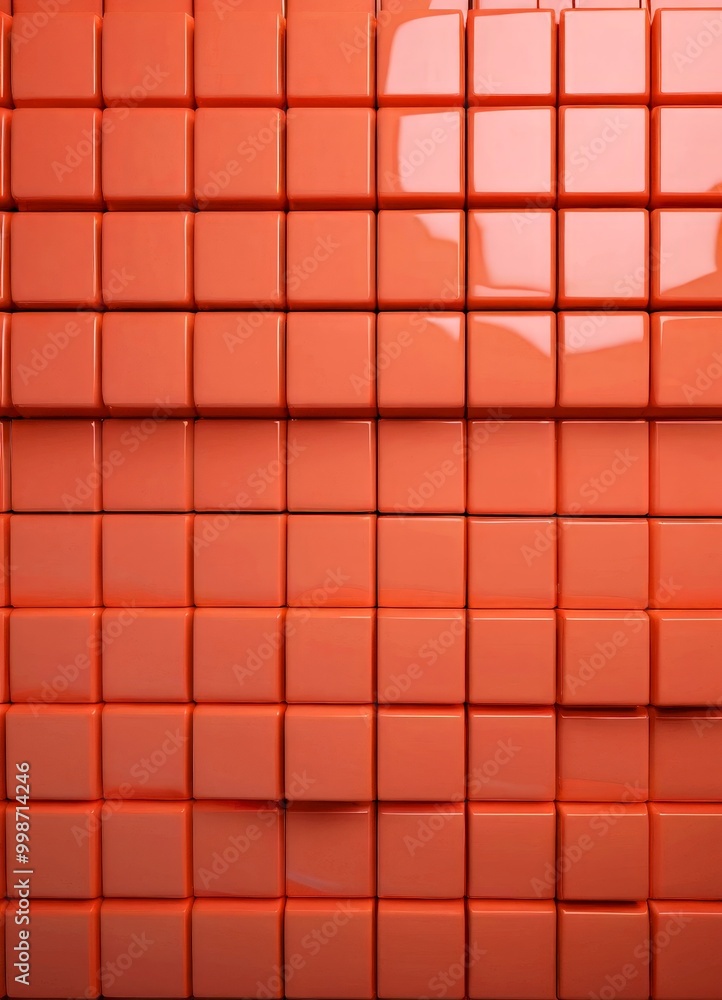 Leinwandbilder A grid of orange cubes, with some cubes slightly tilted to the right, creating a textured and dynamic visual effect