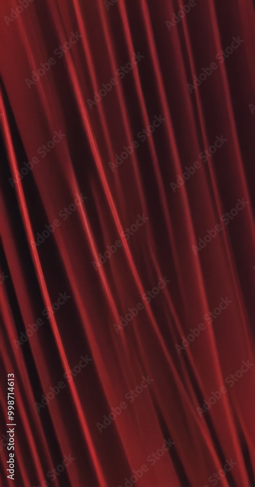 Poster a close-up view red curtain with a diagonal pattern of vertical and horizontal lines, creating a sense of movement and depth