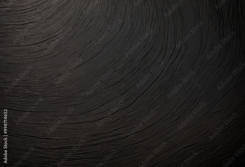 Poster a close-up view textured surface, possibly wood or metal, with a dark, glossy finish the surface exh