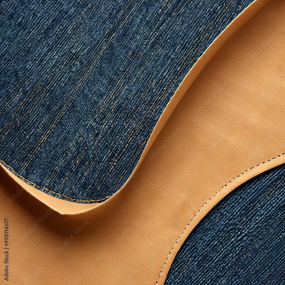 Poster a close-up view of a curved, textured surface with a blend of blue and orange colors.