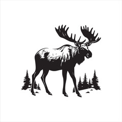 deer silhouette vector illustration, 