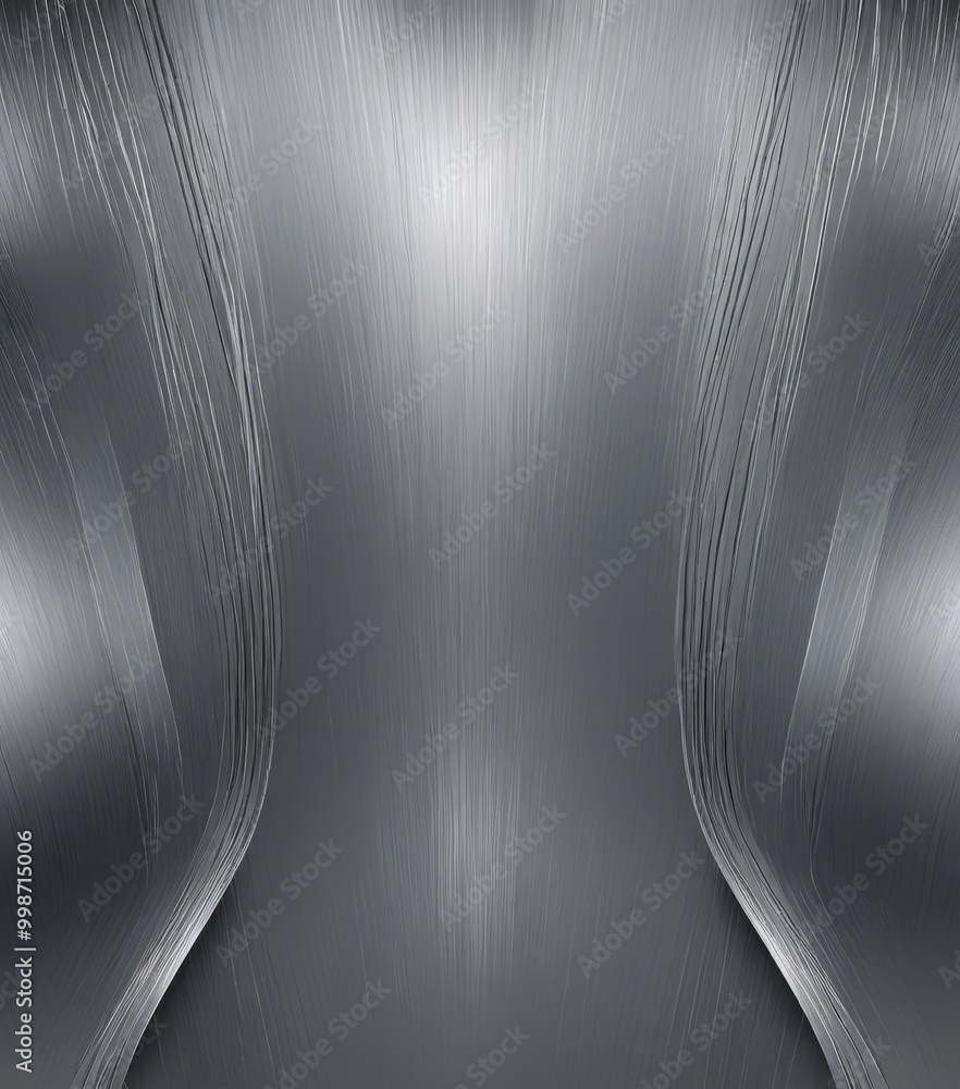 Poster a metallic surface with a repeating pattern of curved lines, creating a sense of movement and depth The metallic surface appears to be made shiny, metallic