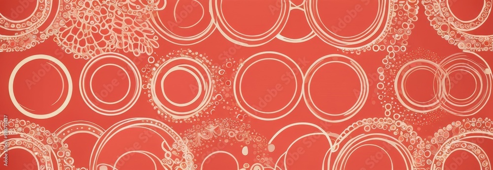 Fototapete a repeating pattern of white circles against a vibrant red background The circles are arranged in a grid-like fashion, creating a sense of order and symmetry The