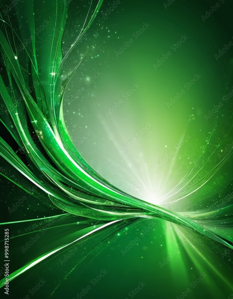 Aufkleber a vibrant abstract composition with a gradient of green and white, featuring curved lines and a radi