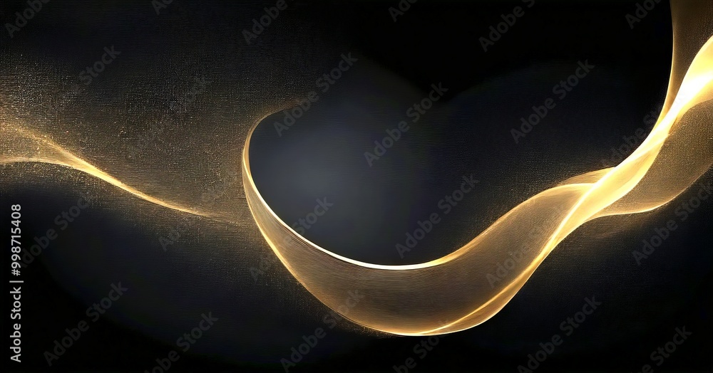 Aufkleber a dark background with a curving, golden wave-like shape in the center, creating a sense of movement and energy