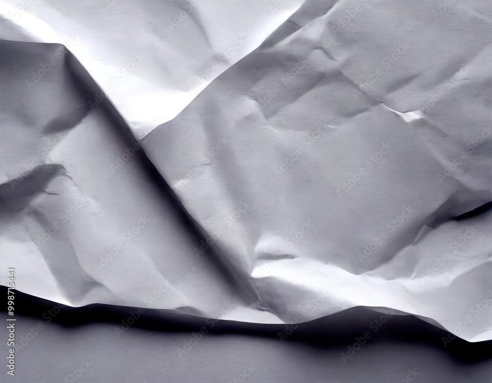 Leinwandbilder a close-up view of crumpled white paper, with a slightly darker shade of white on the edges, creatin