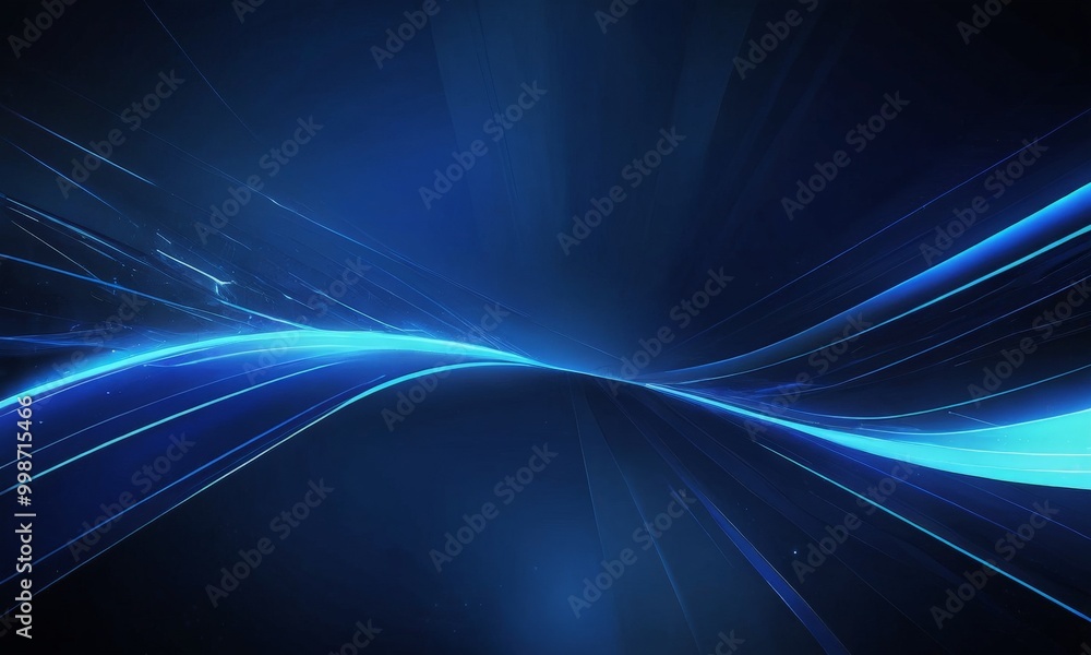 Poster a dark blue abstract background with a curved, blue line that appears to be moving across the frame, creating a sense of motion and dynamism.