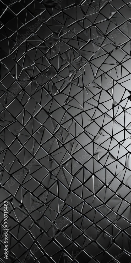 Poster a close-up view black and white abstract pattern composed of numerous small, irregularly shaped triangles arranged in a grid-like fashion