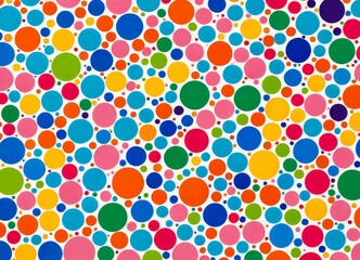 a vibrant and colorful pattern of overlapping circles in various sizes and colors, creating a visually striking and playful design