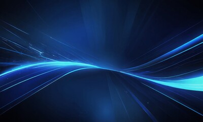 a dark blue abstract background with a curved, blue line that appears to be moving across the frame, creating a sense of motion and dynamism.