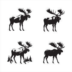 deer silhouette vector illustration, 