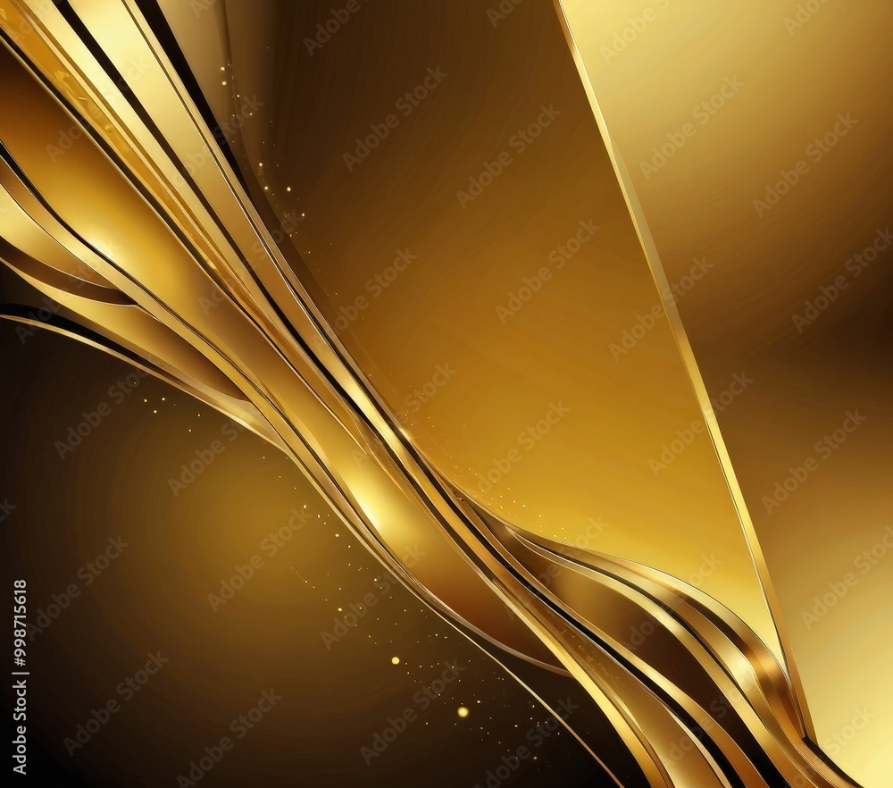 Poster a striking abstract composition of golden lines and curves, creating a sense of movement and dynamism The golden lines and curves are set against a dark background,