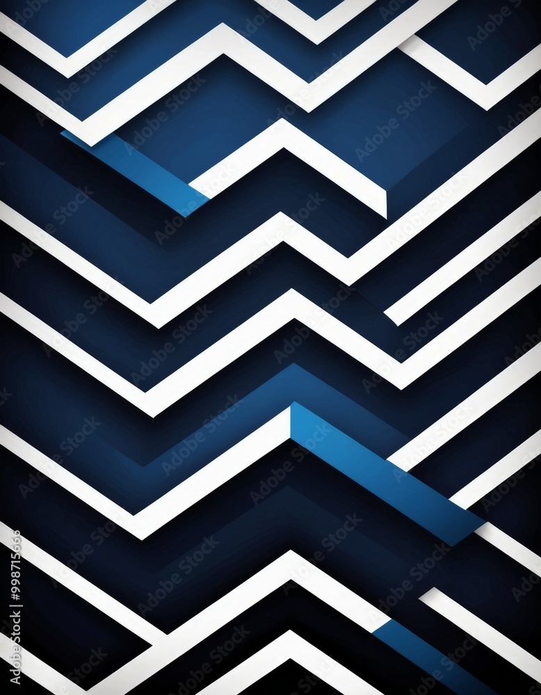 Poster a geometric pattern composed of intersecting diagonal lines in shades of blue and white, creating a visually striking and abstract design.