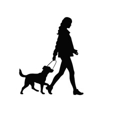 girl and dog    Silhouette Vector Illustration Transparent Background