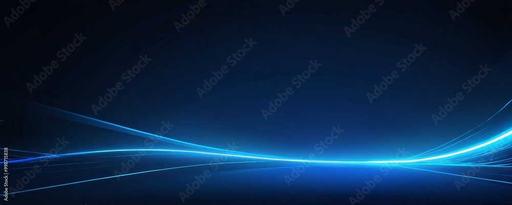Fototapete a dark blue background with a curved, glowing blue line that appears to be moving across the frame, 