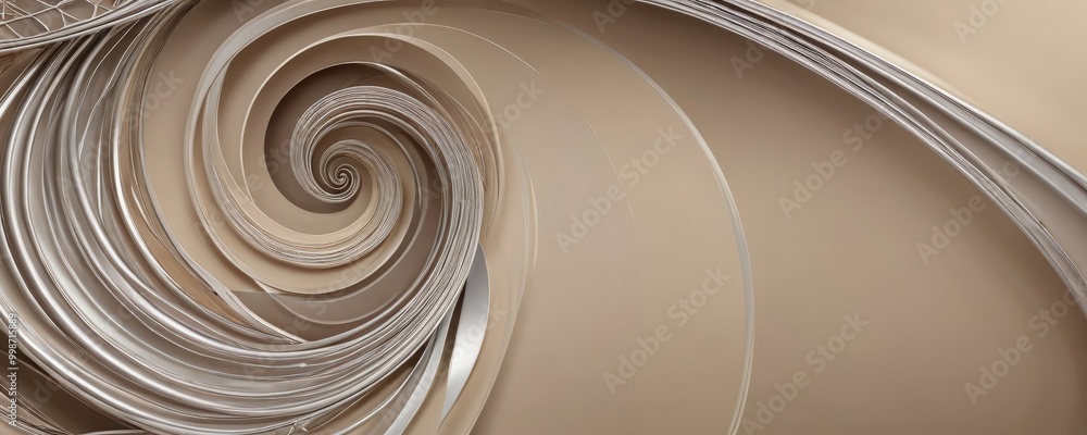 Aufkleber a spiral pattern composed of curved lines and shapes in shades of beige and brown, creating a visually captivating abstract design