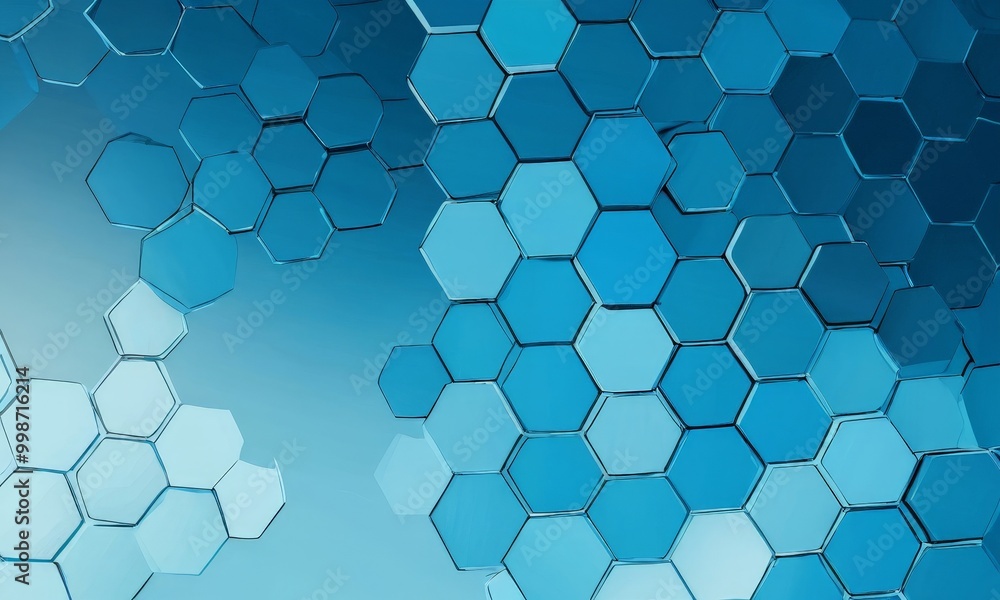 Fototapete a repeating pattern of blue hexagonal shapes, creating a visually striking and abstract design
