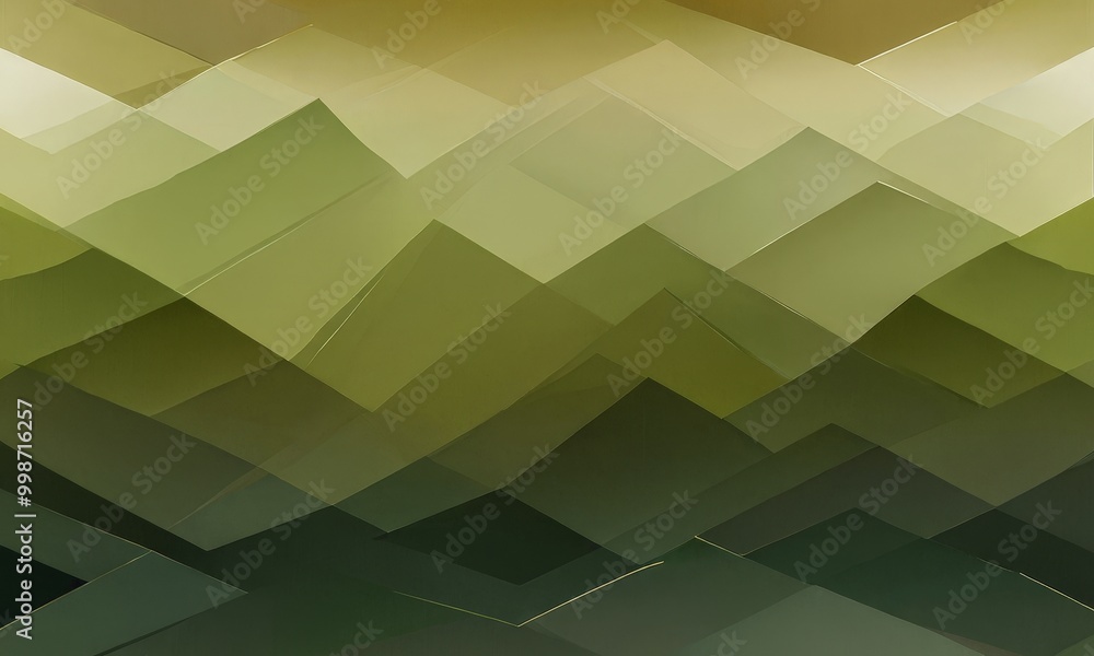 Poster a repeating pattern of overlapping triangles in various shades of green, creating a visually strikin