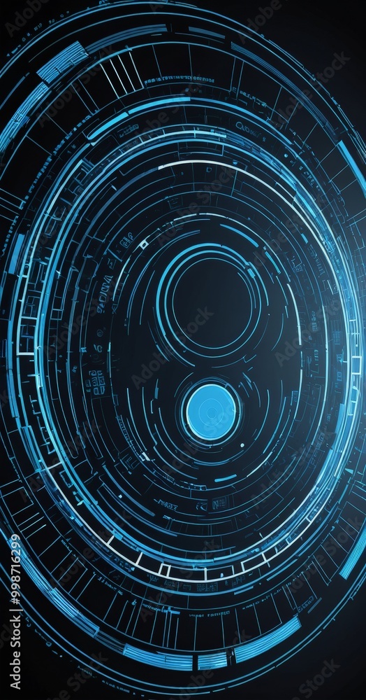 Leinwandbilder a complex network of interconnected blue lines and circles, creating a visually striking and futuristic-looking design