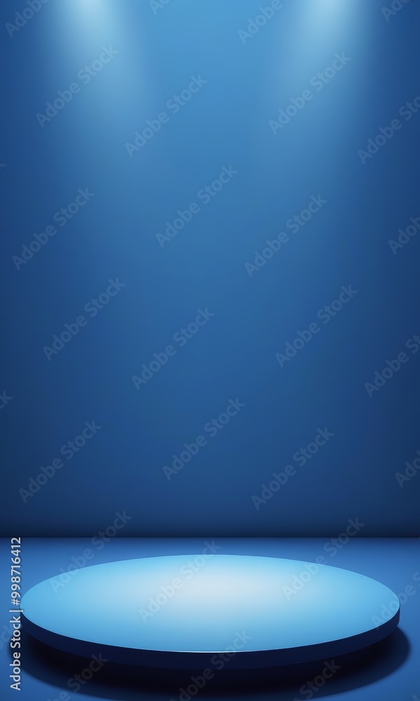 Aufkleber a blue circular platform with a white center is centered in the , set against a deep blue background