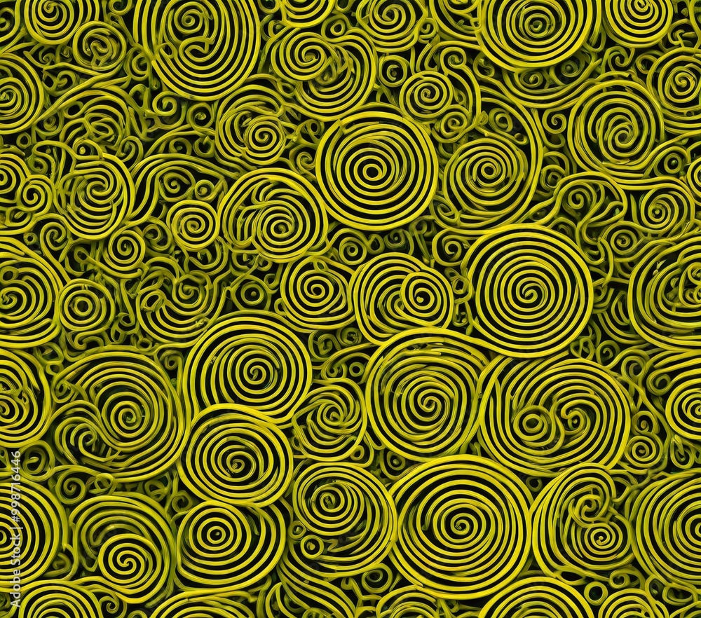 Aufkleber a repeating pattern of yellow and black spirals, creating a visually striking and intricate design