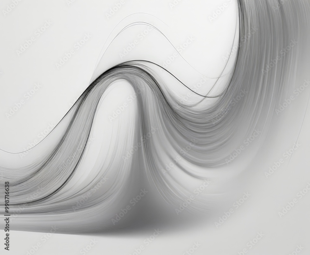 Poster a striking abstract composition of curved lines and swirls in shades of gray, creating a sense of movement and dynamism.