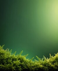 a close-up view lush, green plant with fern-like fronds against a dark green background