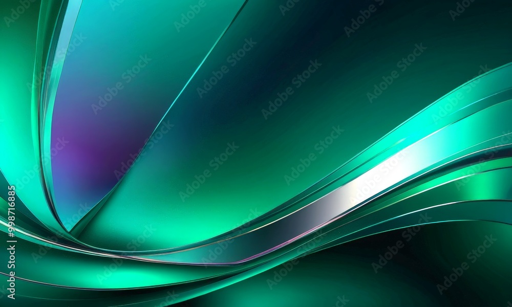 Aufkleber a vibrant abstract composition of curved lines in shades of green and purple, creating a dynamic and