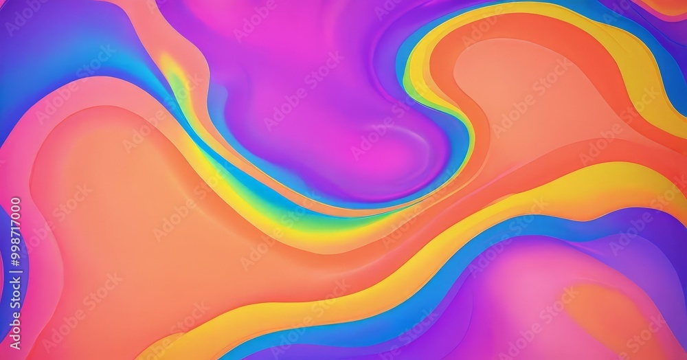 Poster a vibrant abstract pattern with swirling, multicolored lines and curves, creating a dynamic and visu