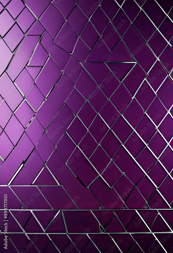 Poster a close-up view purple-colored wall composed of numerous small square tiles arranged in a diagonal pattern