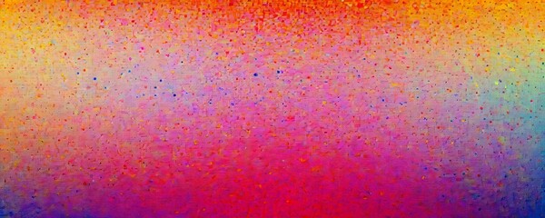 an abstract painting featuring a gradient of colors, with a predominantly pink and orange hue The background is filled with small, randomly placed dots, creating