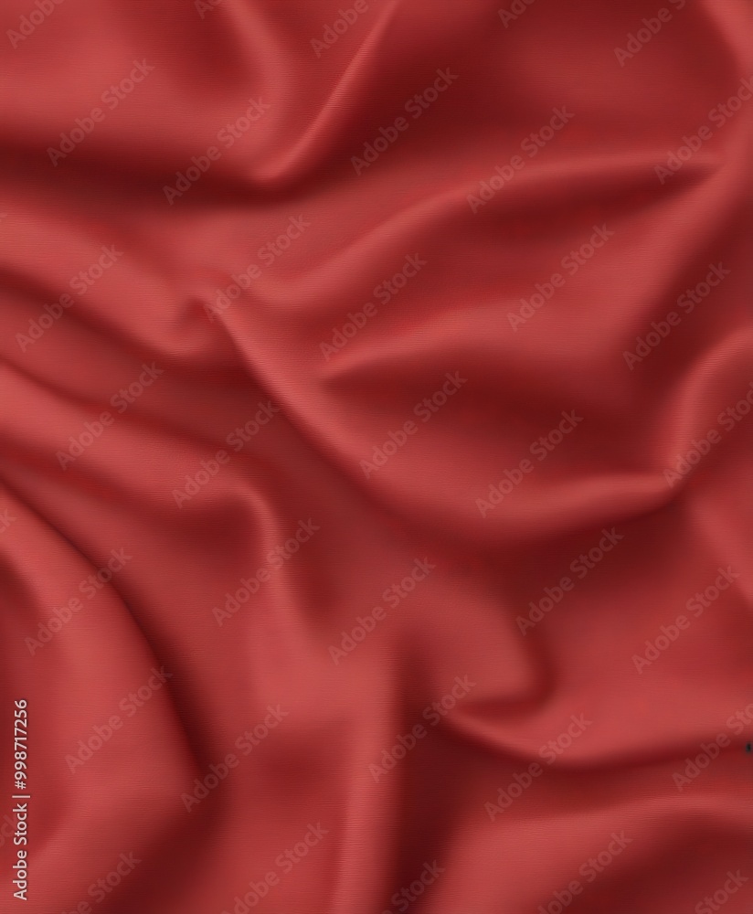 Poster a close-up view red satin fabric, with its folds and creases creating a textured and flowing appeara