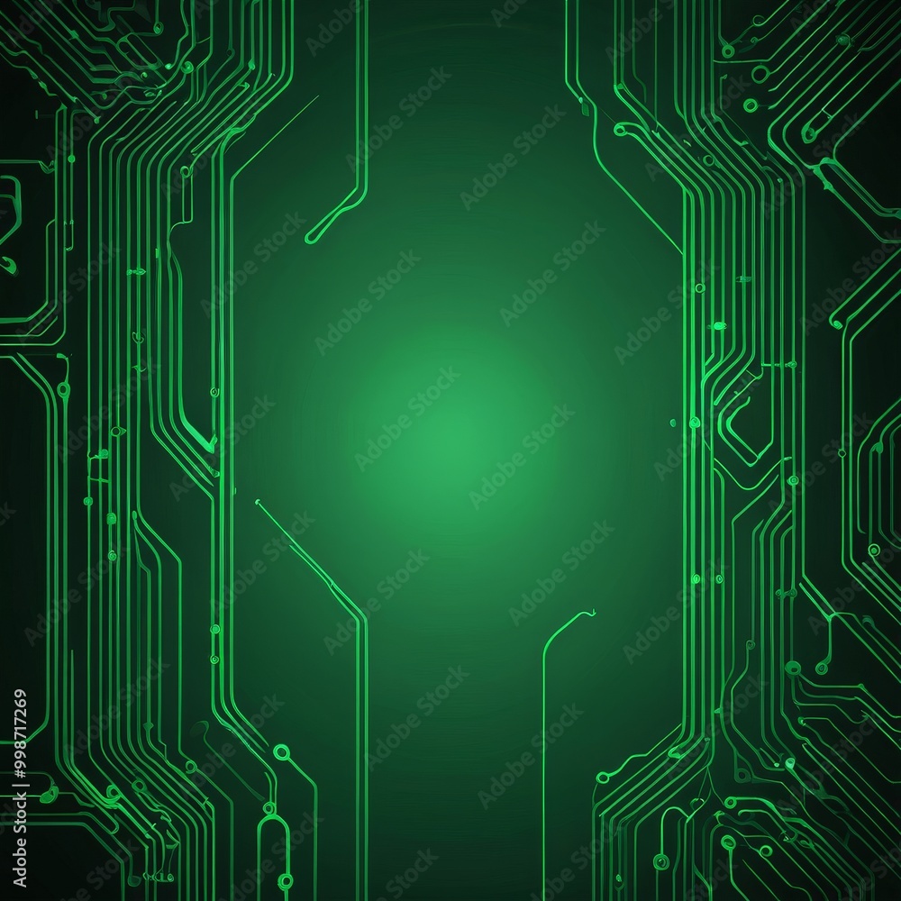 Aufkleber a green circuit board with intricate lines and connections, creating a sense of depth and complexity