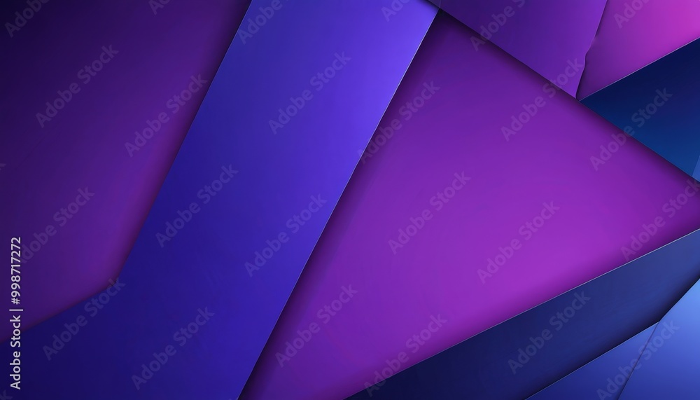 Poster a vibrant abstract composition of overlapping purple and blue triangles, creating a dynamic and visually striking pattern