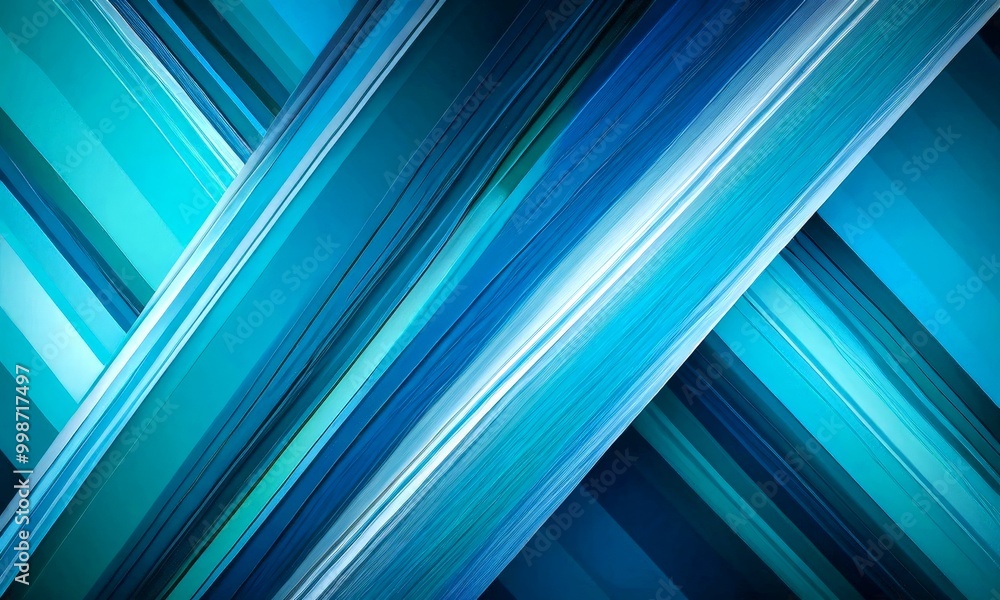 Poster a striking abstract pattern composed of intersecting diagonal lines in various shades of blue, creating a sense of movement and dynamism