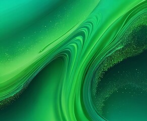 Obraz premium a vibrant abstract composition of green and blue hues, with a central wave-like shape and a gradient effect transitioning from green to blue Small specks of glitter are